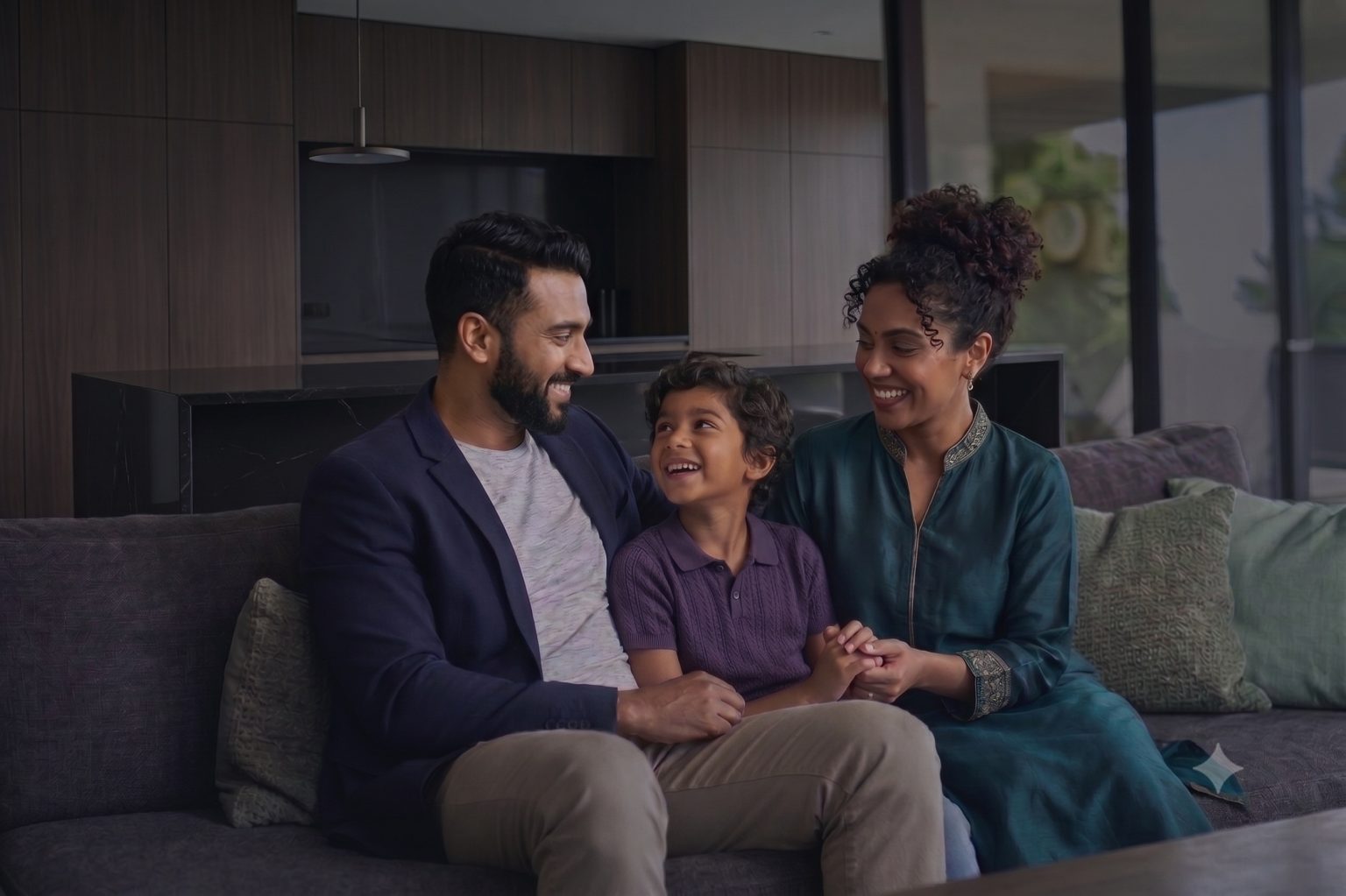 A family relaxing together at home